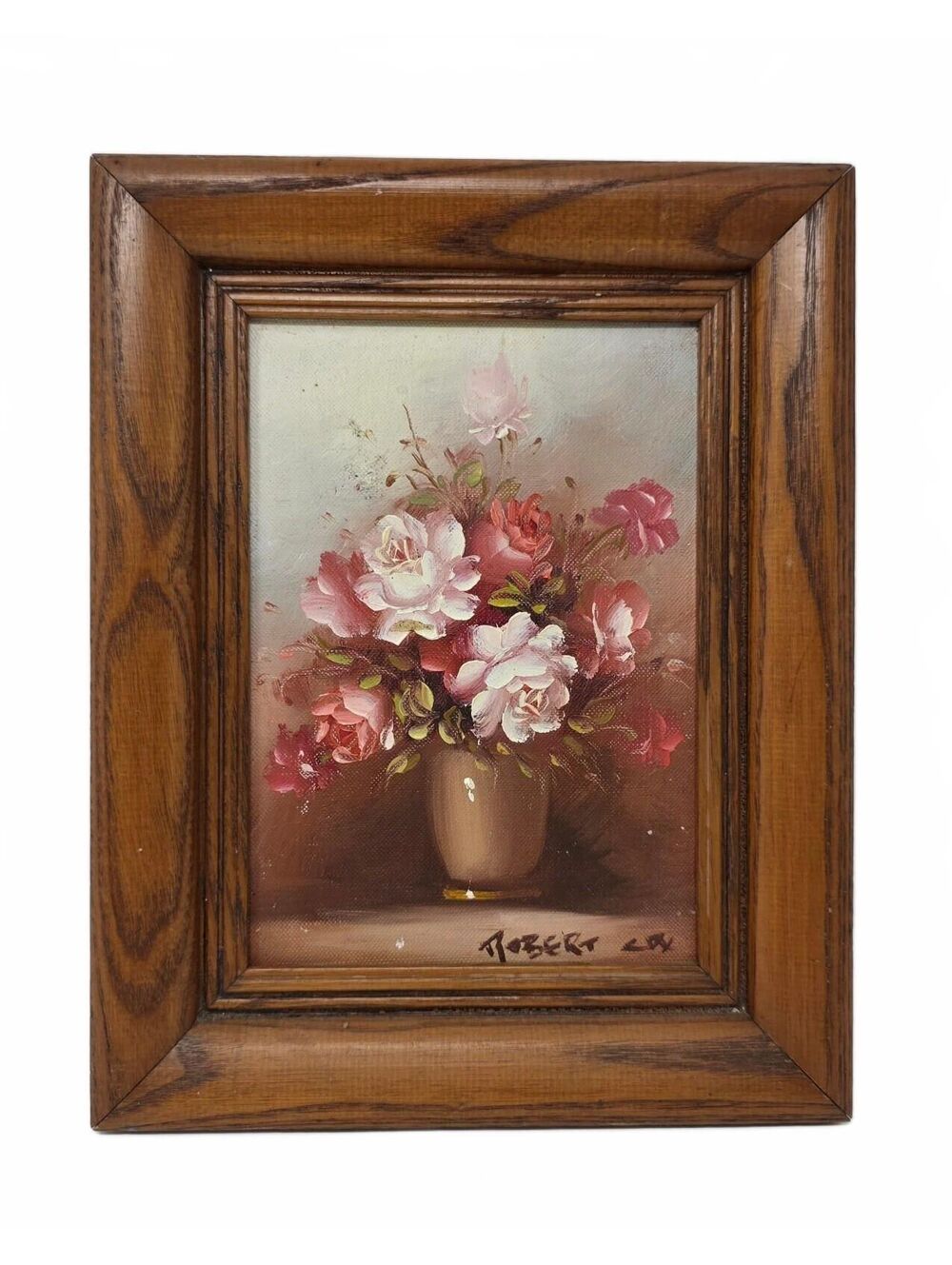 Vintage Robert Cox Original Oil Painting Signed Framed Floral Roses